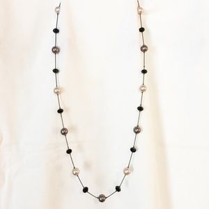 Black, Pewter and Pearl Statement Necklace
